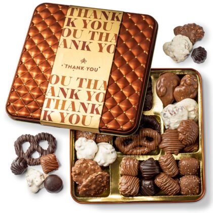 Thank You Gift Basket, Chocolate Assortment Box, Employee Appreciation Day, Gourmet Candy Snack Foods, For Him & Her, Men, Women- Bonnie & Pop