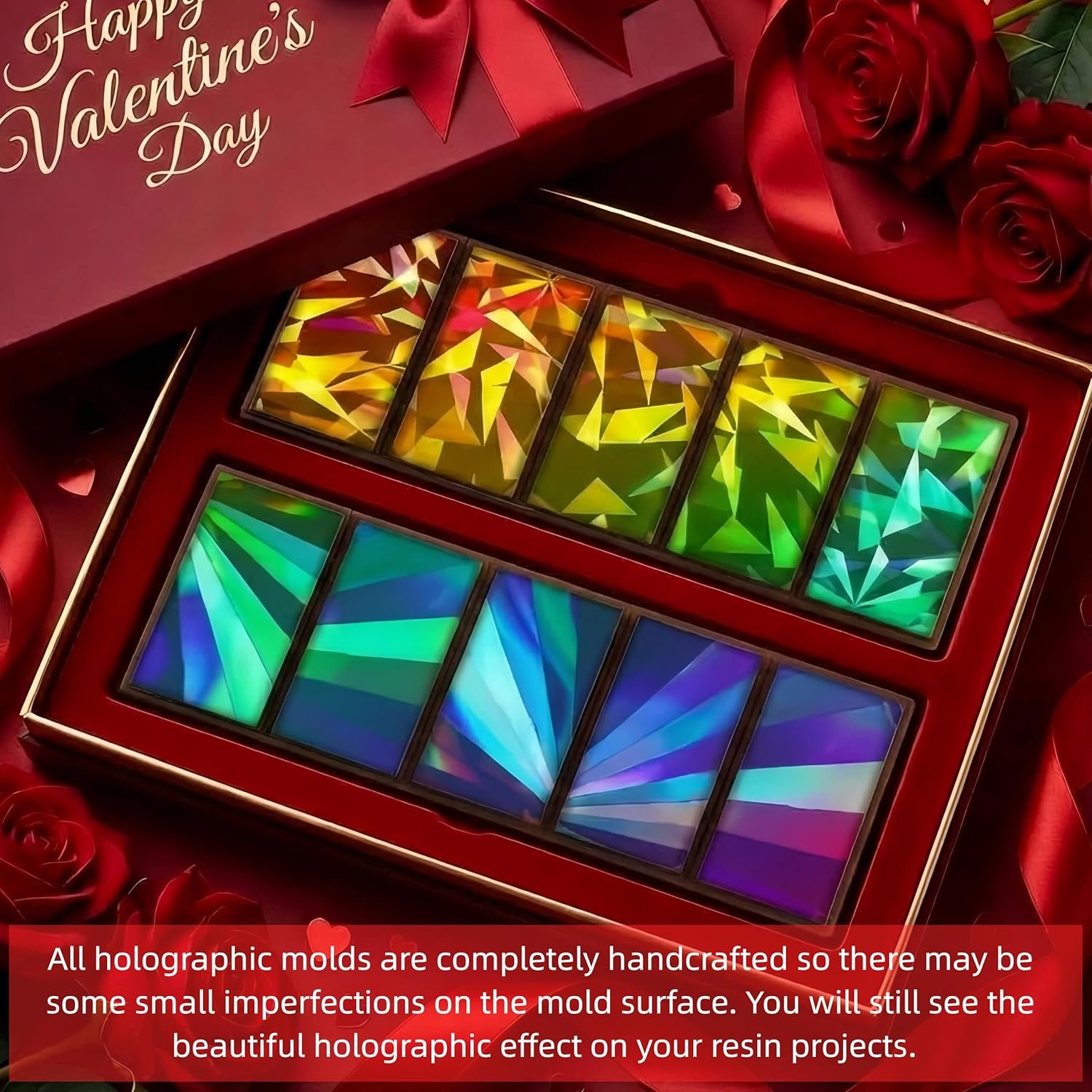 Windmill and Diamond Holographic Chocolate Bar Mold Silicone, Rainbow Light Effect Chocolate Bar Deep Thick Molds for DIY Candy Dessert Baking, Candy, Wax Melts, Cake Decoration (Rectangle) - Image 5