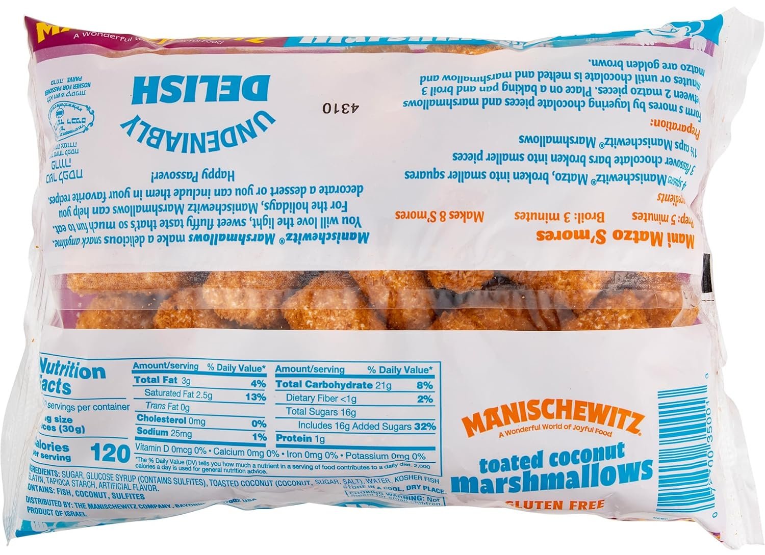 Manischewitz Toasted Coconut Marshmallows 10oz (2 Pack), Kosher for Passover - Image 2