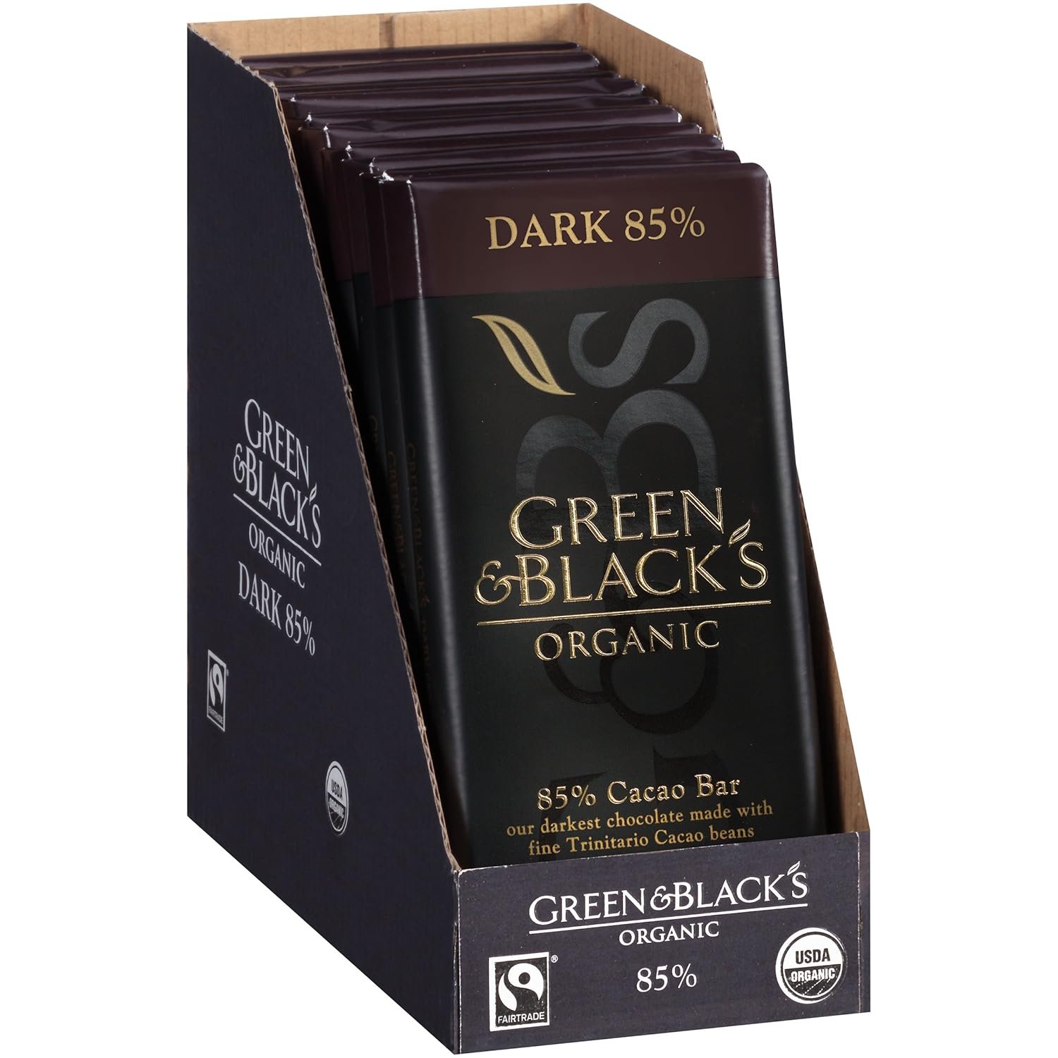 Green & Black's Organic Dark Chocolate, 85% Cacao, 90g (Pack of 10) - Image 4
