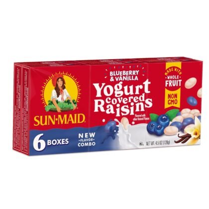 Sun-Maid Blueberry & Vanilla Yogurt Coated Raisins - (6 Pack) 0.75 oz Snack-Size Box - Yogurt Covered Dried Fruit for Lunches and Back to School Snacks