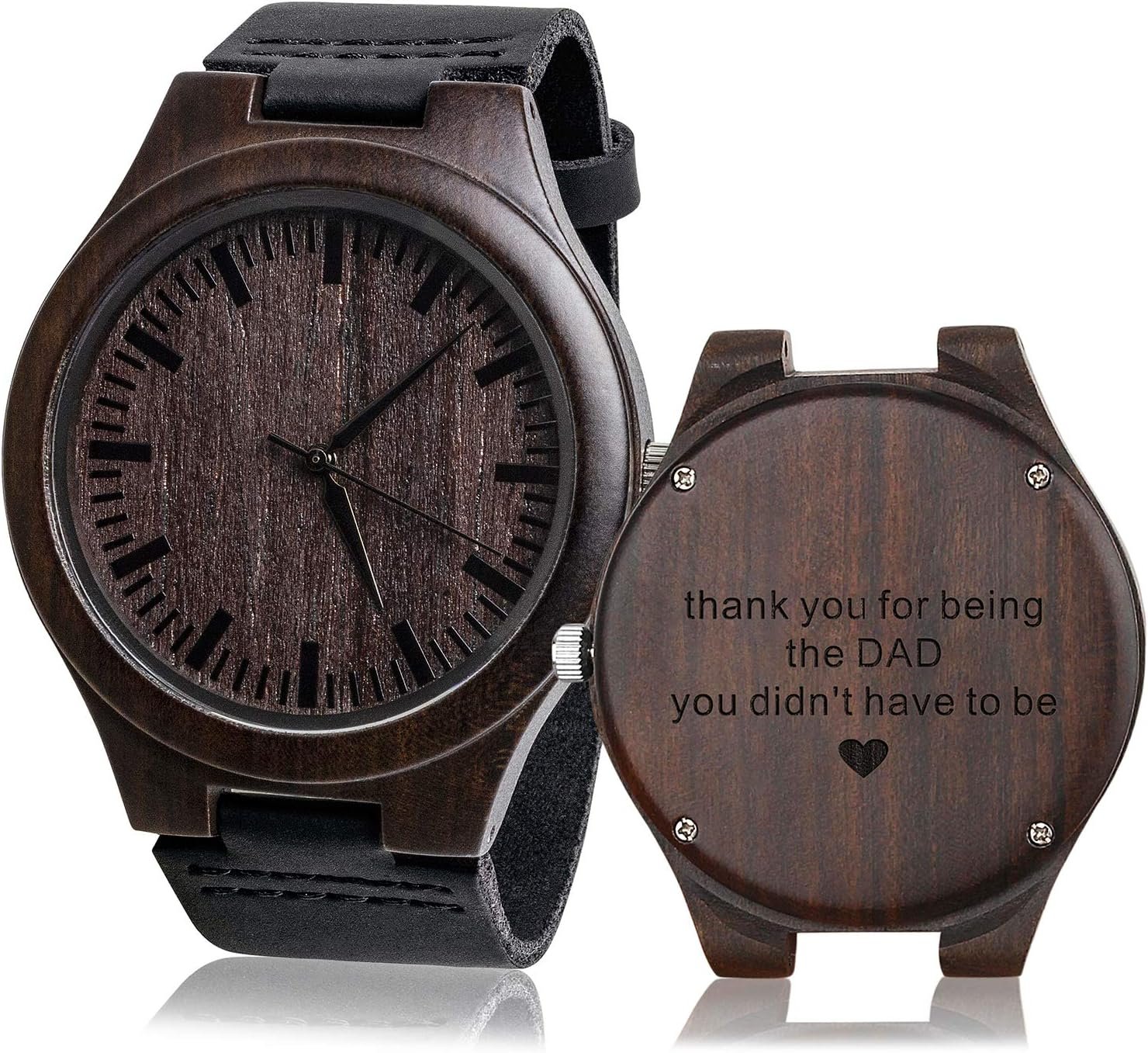 Personalized Men’s Engraved Wood Watches Customized Natural Handmade Wooden Wrist Watch Analog Japanese Quartz Movement Stylish Classic Unique