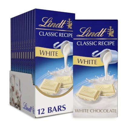 Lindt CLASSIC RECIPE White Chocolate Bar, White Chocolate Candy, 4.4 oz. (12 Pack)