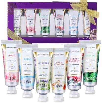 spa luxetique Hand Cream Gifts Set for Women, Easter Basket Stuffers, Mothers Day Gifts, Hand Lotion with Natural Aloe and Vitamin E for Dry Hands,6 Pack Travel Size Hand Cream for Women Birthday Gift