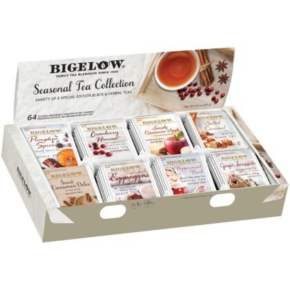 Bigelow Tea Seasonal Tea Collection, Caffeine Tea Variety Pack Gift Sampler, Holiday Tea Gift Set, 64 Count Box (Pack of 1), 64 Tea Bags Total