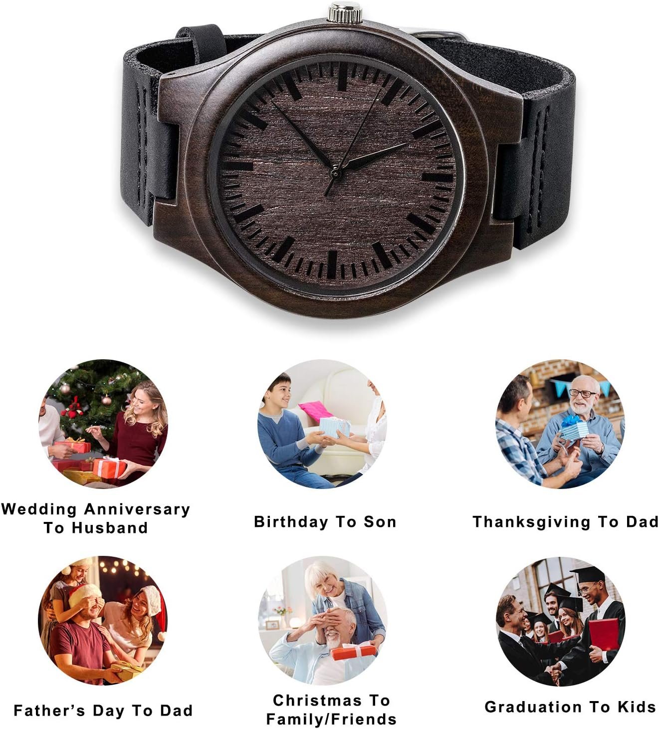 Personalized Men’s Engraved Wood Watches Customized Natural Handmade Wooden Wrist Watch Analog Japanese Quartz Movement Stylish Classic Unique - Image 7