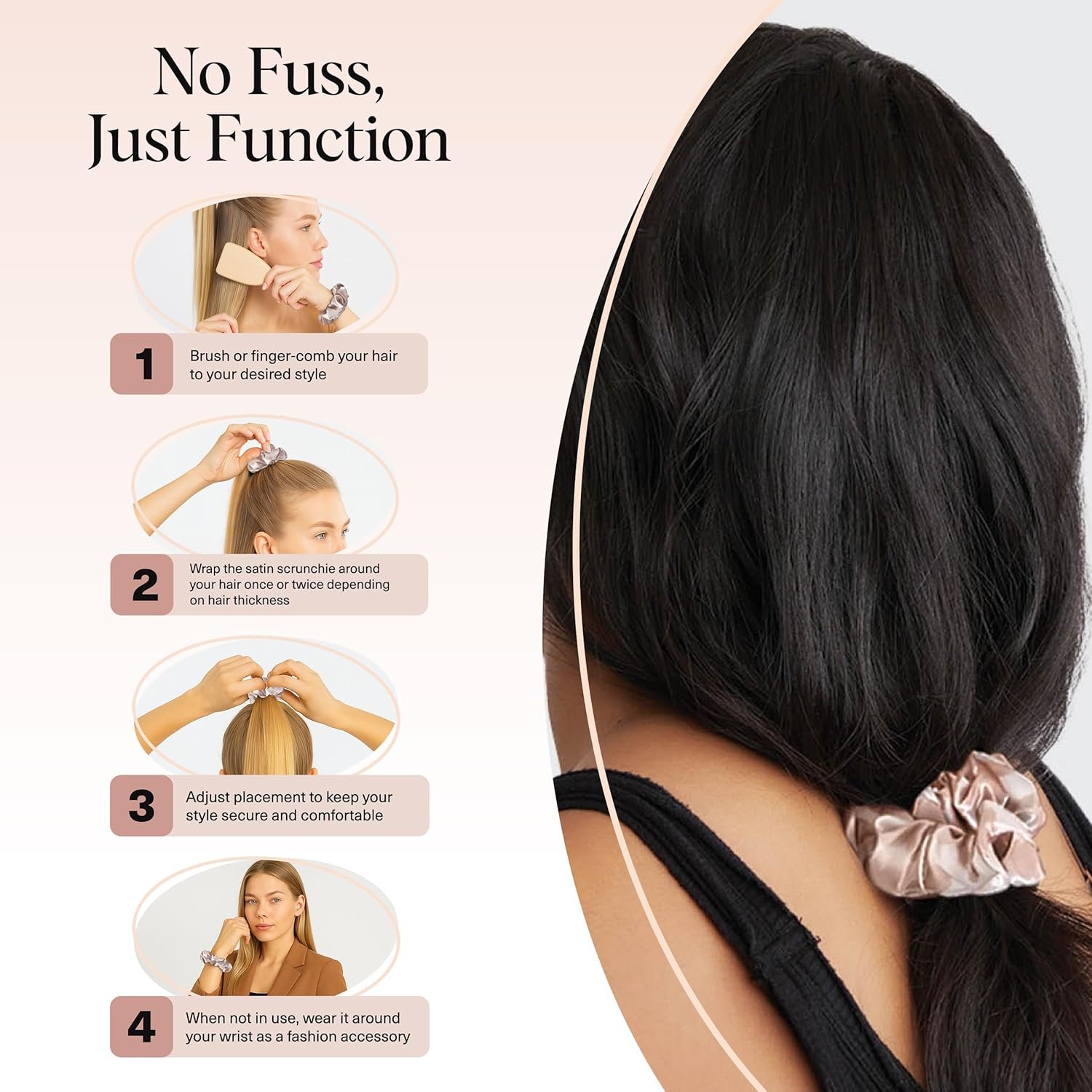 Kitsch Satin Scrunchies for Women - Softer Than Silk Scrunchies | Hair Ties No Damage for Frizz-Free Sleep | Ideal Gifts for Women, Assorted, 5pcs - Image 6