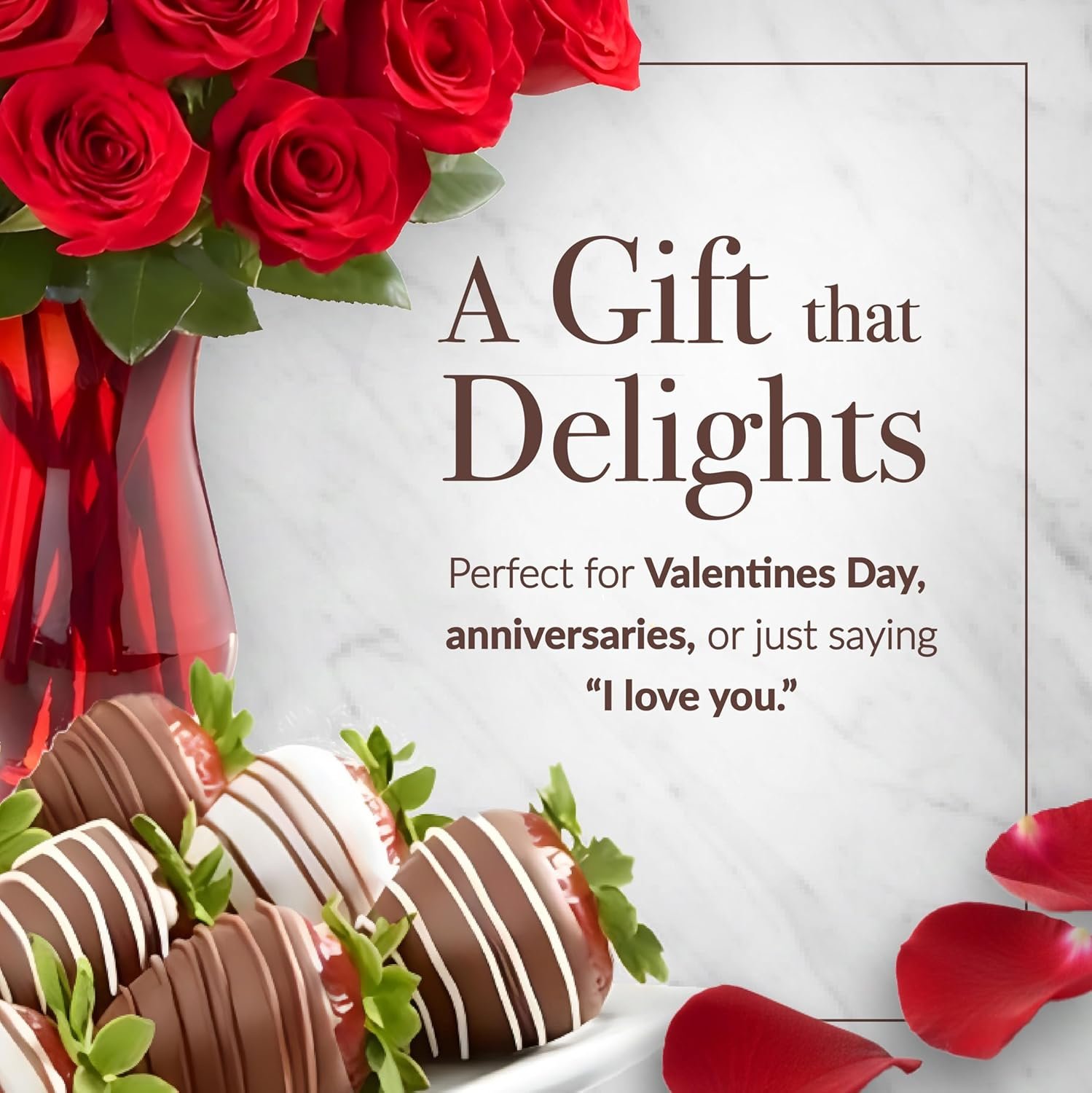 Shari’s Berries 24 Classic Red Roses & 12 Chocolate Covered Strawberries Gift Set | Chocolate & Fresh Flower Gift Box | Valentine's Day, Anniversary, Celebrations & Thank You’s - Image 4
