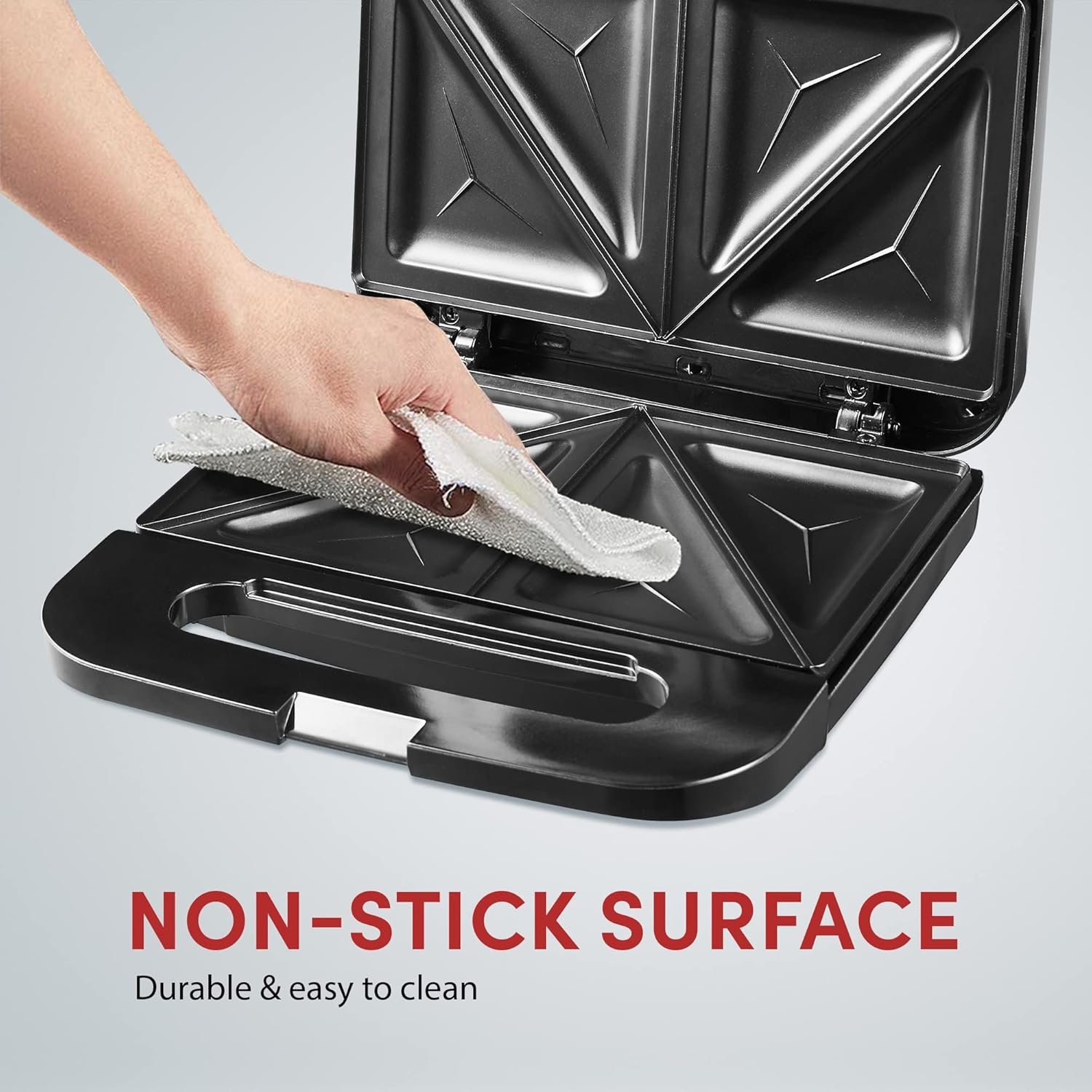 Elite Gourmet ESM2207XSS Sandwich Panini Maker Grilled Cheese, Machine Tuna Melt Omelets Non-stick Cooking Surface, 2 Slice, 750 Watts, Stainless Steel - Image 5