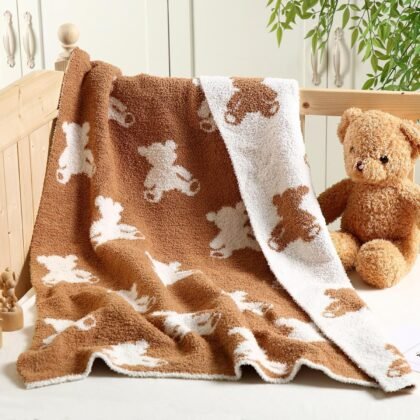 Brown Bear Blanket Fuzzythrow Blanket Cute Cozy Lightweight Throw for Bed Sofa Couch Chair Soft Home Decorations for Nursery Crib, Girls, 30 x 40 Inch