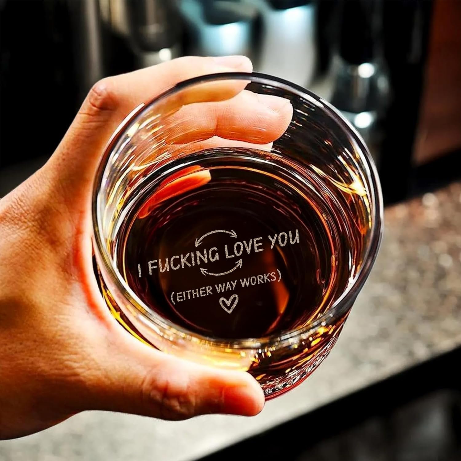 On The Rox Engraved Whiskey & Bourbon Glass Gifts - Fun Message Gift For Him - Personalized 11 oz Engraved Message Scotch Glass - Birthday, Anniversary (I Love You) - Image 3