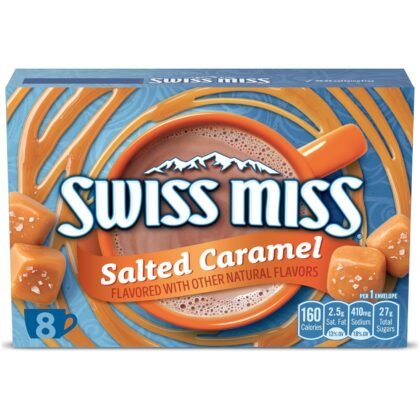 Swiss Miss Salted Caramel Flavored Hot Cocoa Mix, Hot Cocoa Bar Supplies, 1.38 oz., 8-Count Envelopes