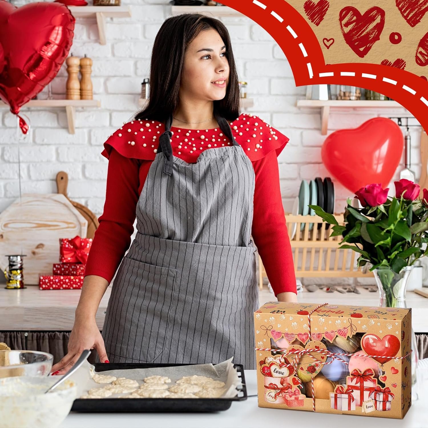 Tioncy 24 Pcs Valentines Cookie Boxes Bakery Candy Gift Boxes with Window Valentines Dessert Jars Heart Themed Cupcake Bins Heart Container for Pastries Doughnut Brownies Truffles - Image 5