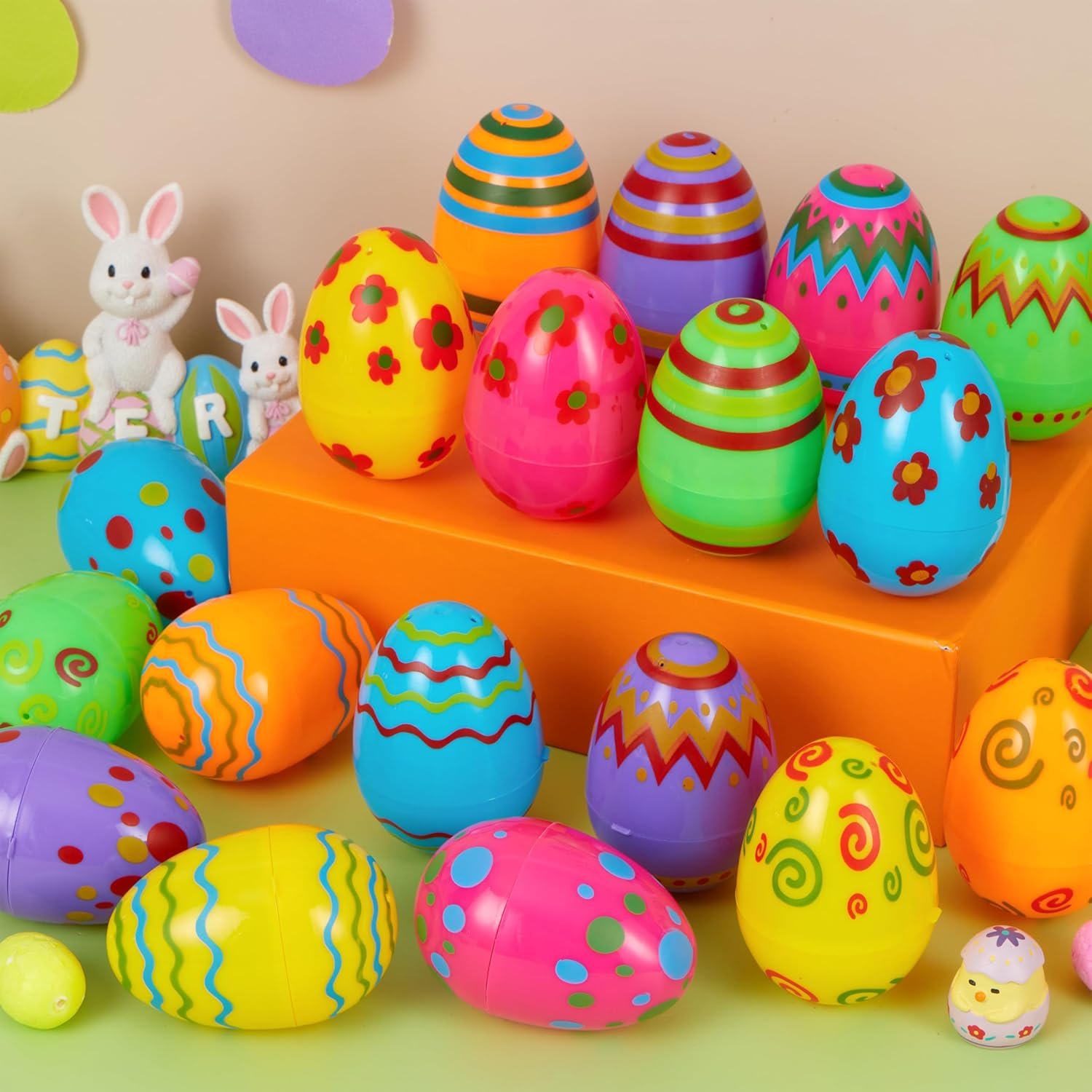 JOYIN Toy 36 PCs Plastic Printed Bright Easter Eggs, Over 3.15'' Tall Fillable Empty Eggs Bulks for Easter Hunt, Basket Stuffers Fillers, Classroom Prize Supplies, Filling Treats and Party Favor - Image 7