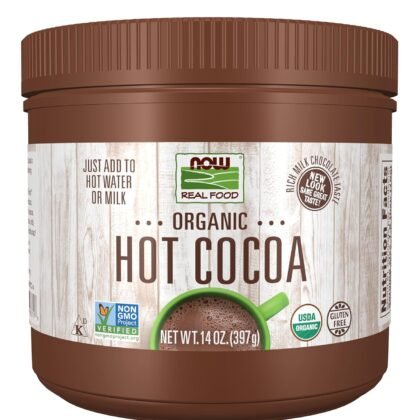 NOW Foods, Cocoa Lovers™ Organic Hot Cocoa, Instant, Rich Milk Chocolate Taste, Low-Fat and Gluten-Free, 14-Ounce