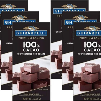 Ghirardelli Chocolate Baking Bar, 100% Cacao Unsweetened Chocolate, 4-Ounce Bars (Pack of 6)