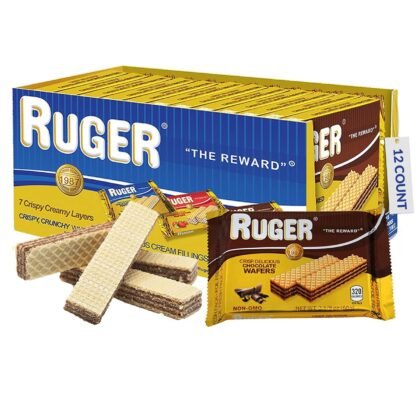 Ruger Wafers Austrian Chocolate Wafers, 2.125 Ounce (Pack of 12) - Crisp, Creamy, Delicious Chocolate Treats with Natural Ingredients and Extended Shelf Life, Perfect for Snacking, Desserts, and Anytime Indulgence