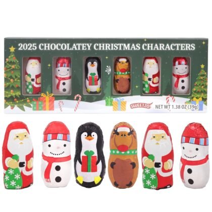 Mini Chocolatey Christmas Characters, Individually Foil Wrapped Pieces, Stocking Stuffer Candy, 1.38 Ounces