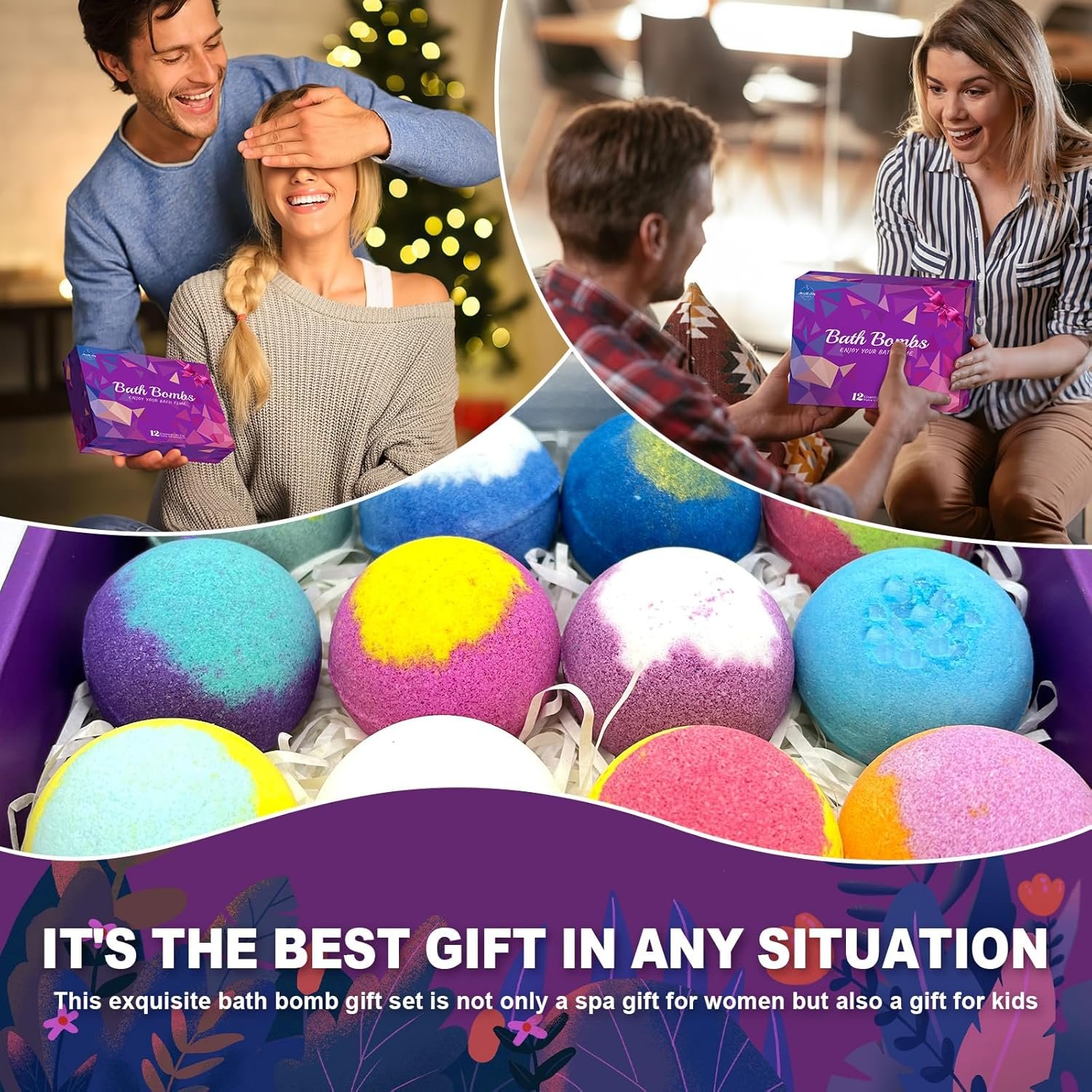 Bath Bombs for Women Gift Set 12 Pack Natural Relaxing Bath Bombs for Her,Aromatherapy Bubble Bath & Fizzy, Handmade Birthday Easter Basket Gifts for Women Gifts idea for Wife/Teens, Girlfriend,Kids - Image 3