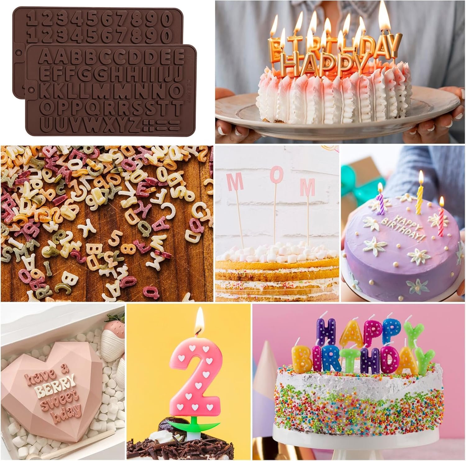 34Pcs Valentine's Day Heart Silicone Molds, Sublaga Breakable Heart Mold Set for Chocolate, Letter Mold and Number Chocolate Molds for Valentine Candy Making - Image 4