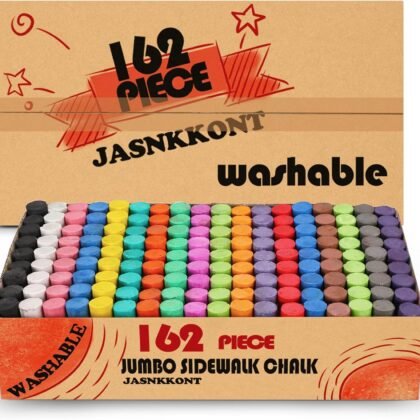 162 Pack 18 Colors Washable Sidewalk Chalk Set, Non-Toxic Jumbo Chalk for Outdoor Art Play, Paint on Playground, School Classroom Chalkboard, Office Blackboard, Outside Toys Gift For Kid and Adult