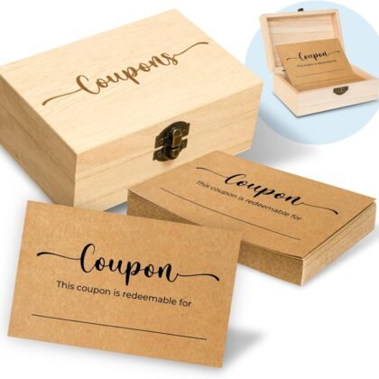 50 Blank Coupon Cards Box - Love Coupon For Him, Blank Coupon Book For Husband From Wife, Valentines Day Gifts For Him Her, Personalized Voucher Custom Gifts For Boyfriend Birthday