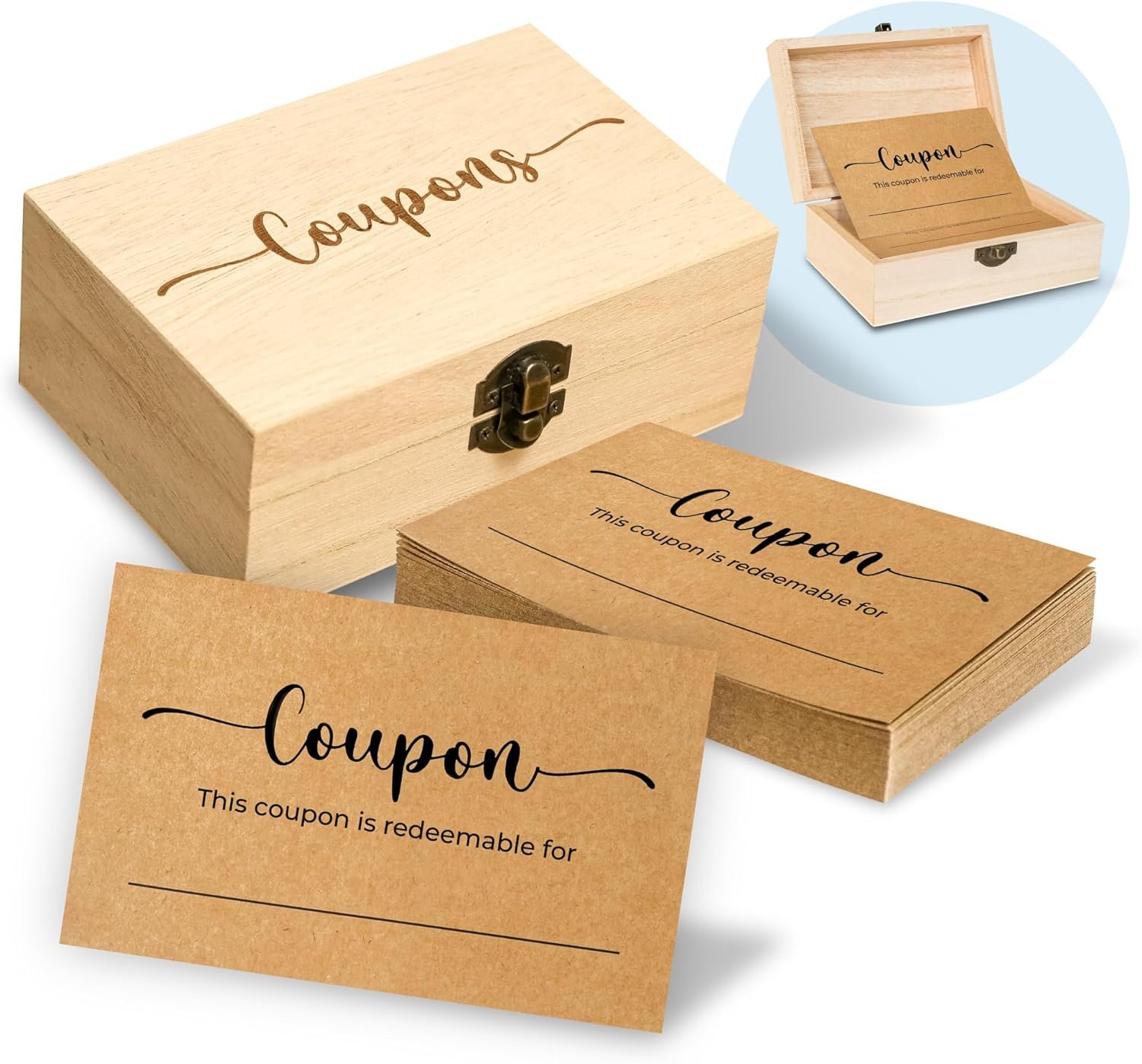 50 Blank Coupon Cards Box - Love Coupon For Him, Blank Coupon Book For Husband From Wife, Valentines Day Gifts For Him Her, Personalized Voucher Custom Gifts For Boyfriend Birthday