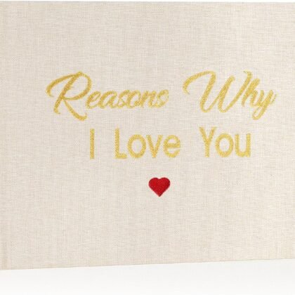 Artmag What I Love about You Fabric Book, Fill-in-the-Blank Love Journal Book for Couples Husband Wife Him Her Birthday Christmas Gifts Stocking Stuffer (Beige)