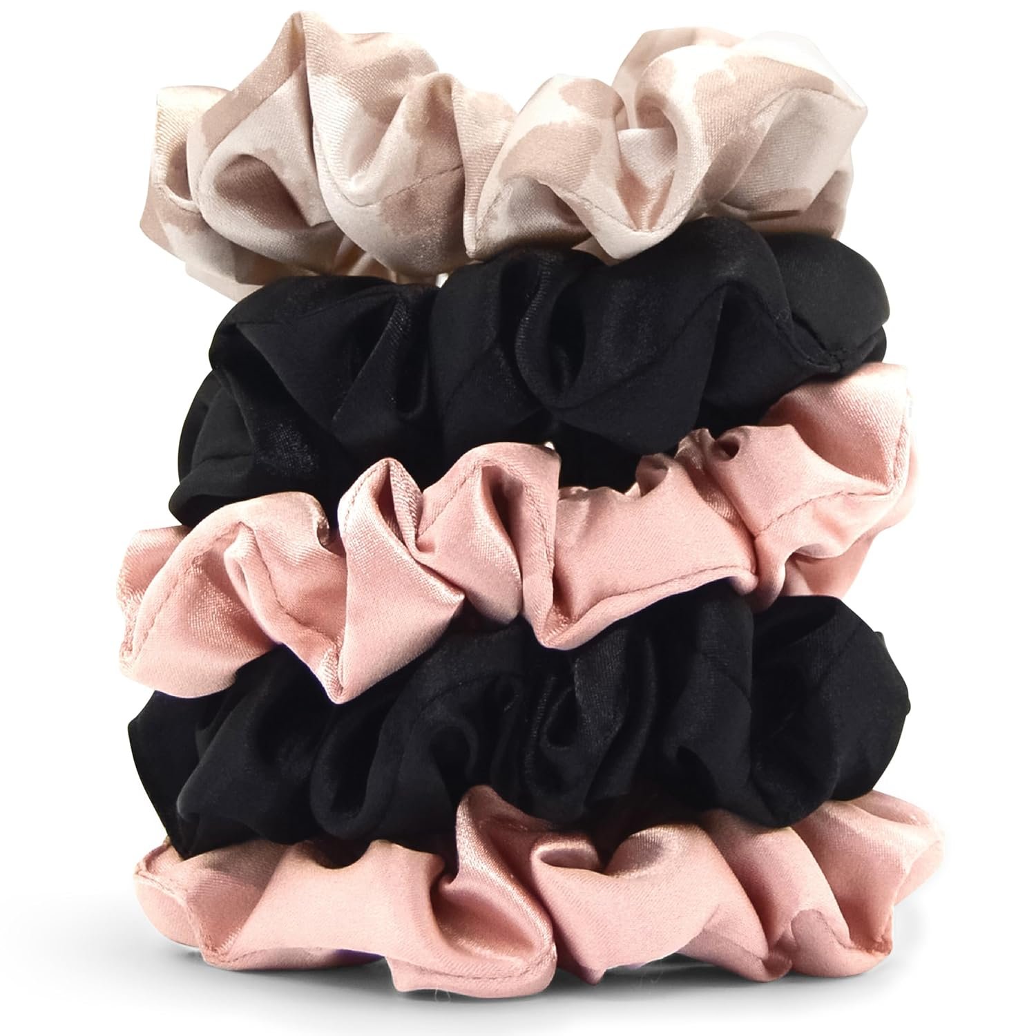 Kitsch Satin Scrunchies for Women - Softer Than Silk Scrunchies | Hair Ties No Damage for Frizz-Free Sleep | Ideal Gifts for Women, Assorted, 5pcs