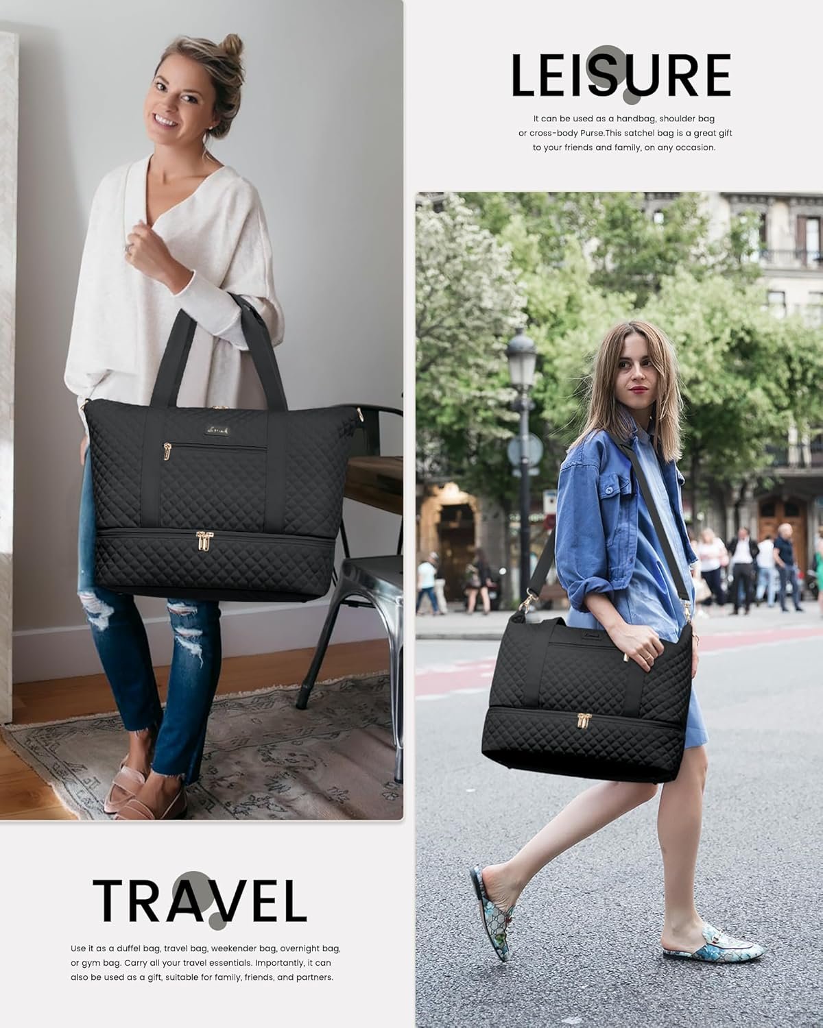 LOVEVOOK Weekender Bags for Women, Travel Duffle Bag with Shoe Compartment, Gym Duffel Bag with Makeup Bag Carry-on Tote Bag for Airplanes Weekend, Hospital Bags for Labor and Delivery - Image 6