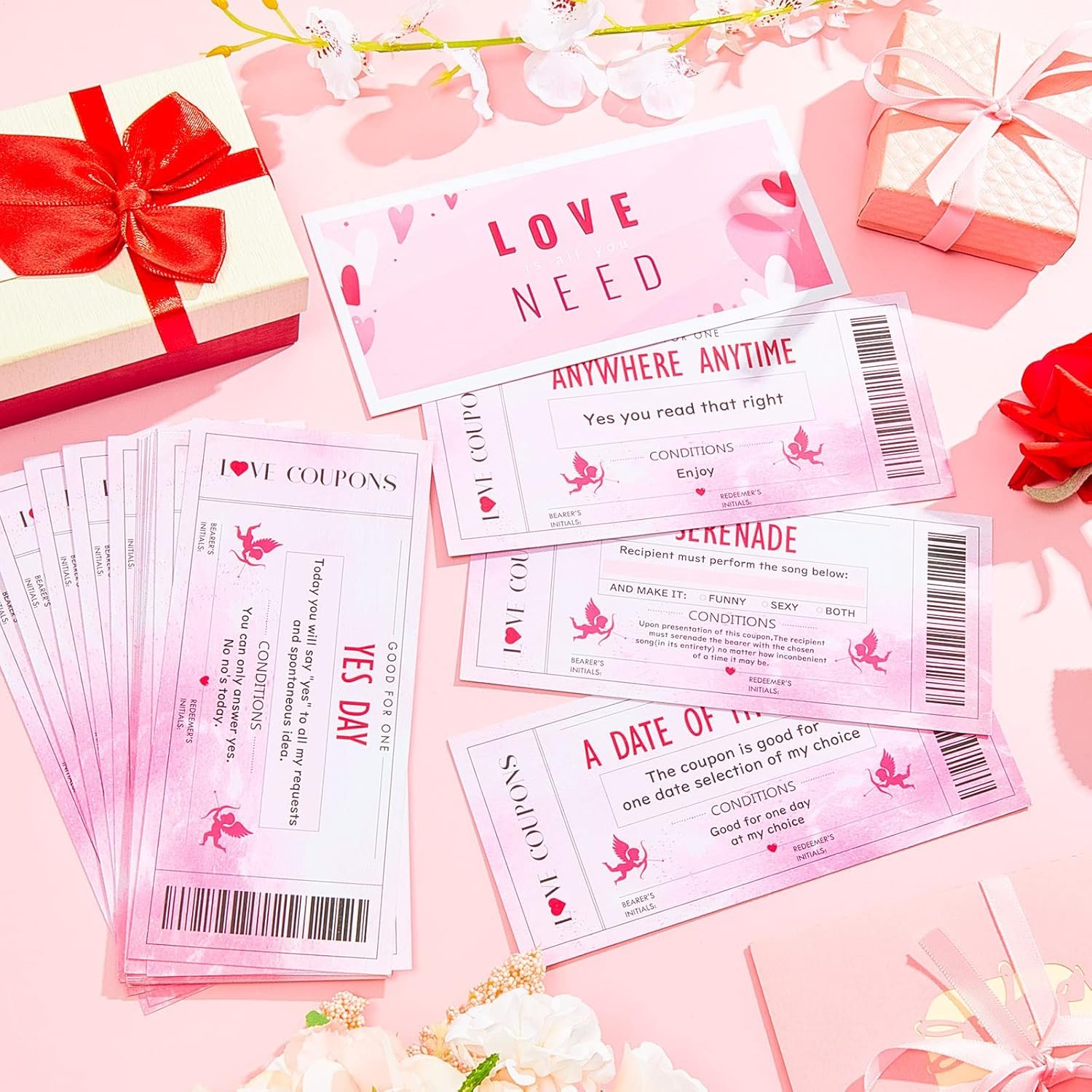 Dianelhall 20 Pcs Love Coupons for Him or Her Valentine's Couples Coupons Book Romantic Gift I Owe You Cards Sweetest Gifts for Valentines, Birthdays, Anniversary, Husband Boyfriend Girlfriend - Image 4