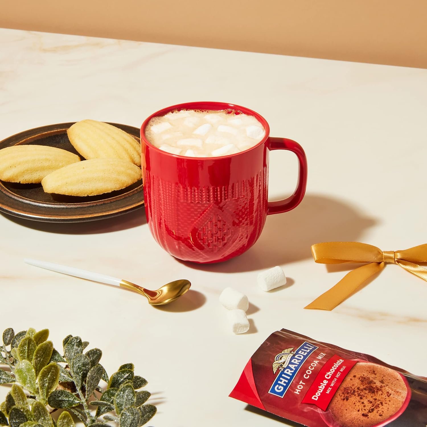Hot Chocolate Gift Set Made with Ghirardelli, Includes 1 Single-Serve Packet of Ghirardelli Double Chocolate Hot Cocoa Mix, 1 Pack of Mini Marshmallows, and Ceramic Mug, Gourmet Hot Cocoa Gift Set, Valentine's Day - Image 4