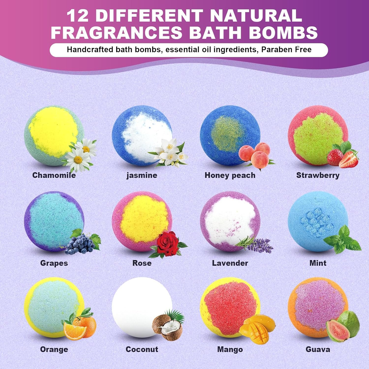 Bath Bombs for Women Gift Set 12 Pack Natural Relaxing Bath Bombs for Her,Aromatherapy Bubble Bath & Fizzy, Handmade Birthday Easter Basket Gifts for Women Gifts idea for Wife/Teens, Girlfriend,Kids - Image 2