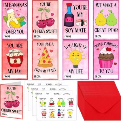 Geyoga 32 Pack Funny Valentines Cards Valentines Pun Greeting Cards with Envelopes and Stickers for Adults Valentine's Day Classroom Exchange Gifts Party Favors