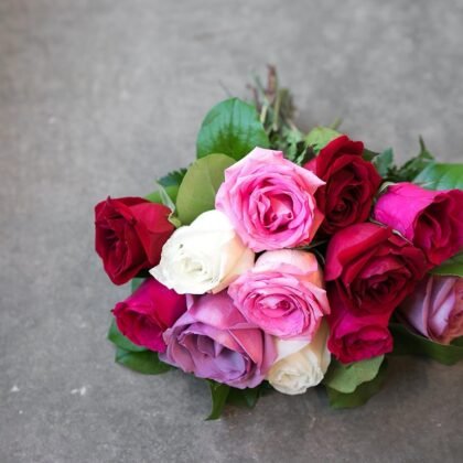 From You Flowers - One Dozen Assorted Sweetheart Roses with Chocolates & Bear with Glass Vase | Fresh Flower Bouquets for Birthday, Anniversary, Get Well or Celebration