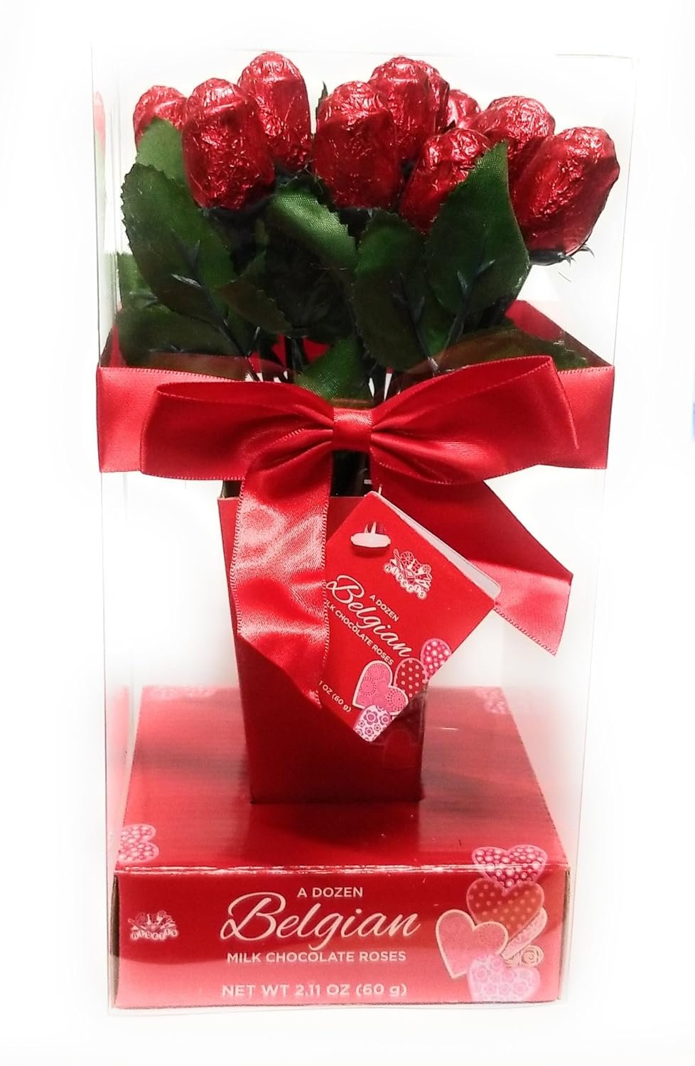 One Dozen Belgian Milk Chocolate Roses in Gift Box - Image 2