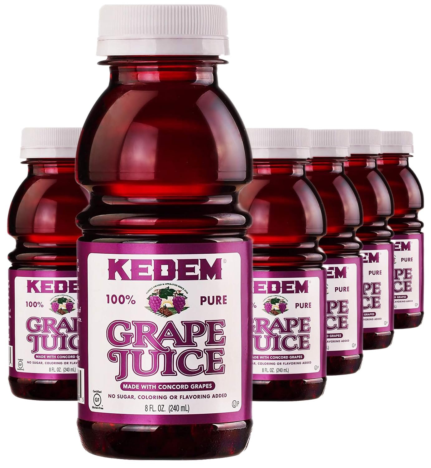 Kedem Grape Juice, 8oz BPA Free Plastic Bottle (12 Pack) Made With Concord Grapes, Certified Kosher