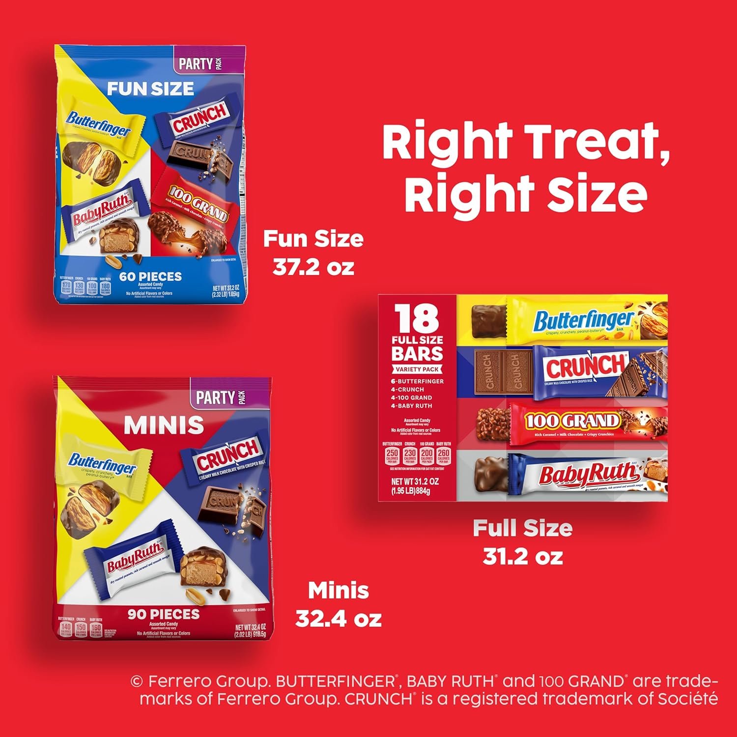 Assorted Butterfinger, Crunch, and Baby Ruth Mini Chocolates, 135 count Party Pack, 55.3 oz - Image 8