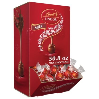 Lindt LINDOR Milk Chocolate Candy Truffles, Milk Chocolate with Smooth, Melting Truffle Center, 50.8 oz., 120 Count