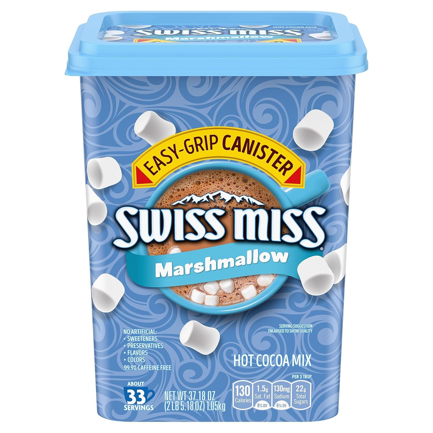 Swiss Miss Hot Cocoa Drink Mix, Milk Chocolate with Marshmallows, Hot Cocoa Bar Supplies, 37.18 oz. Canister