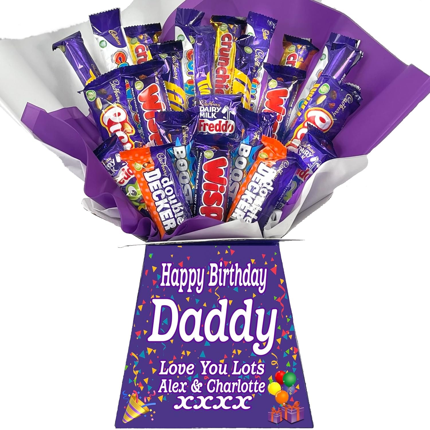 Personalized Chocolate Candy Hamper Gift Bouquet Made With FERRERO (red & gold) - Image 2