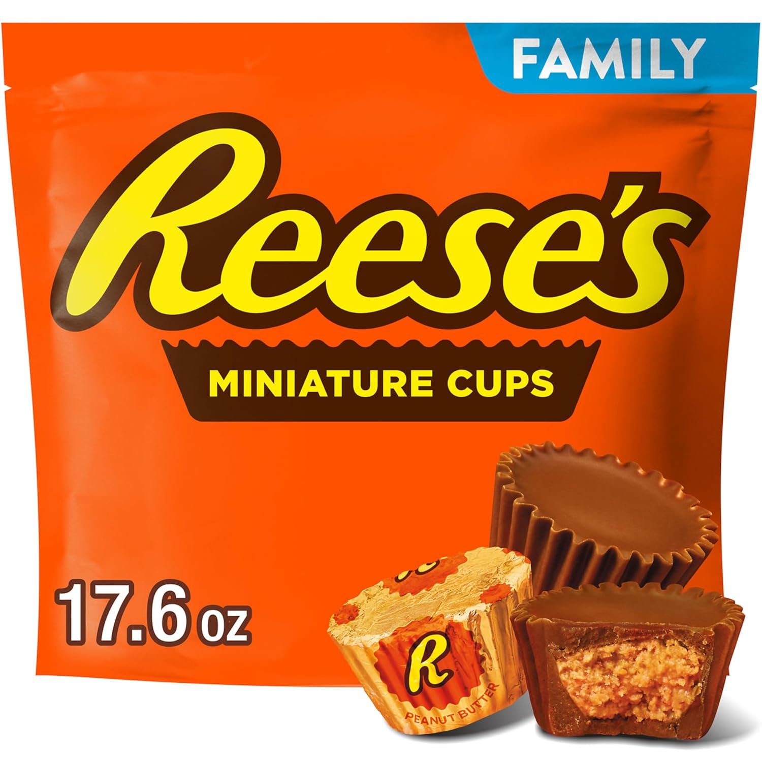 REESE'S Miniatures Milk Chocolate Peanut Butter Cups, Candy Family Pack, 17.6 oz