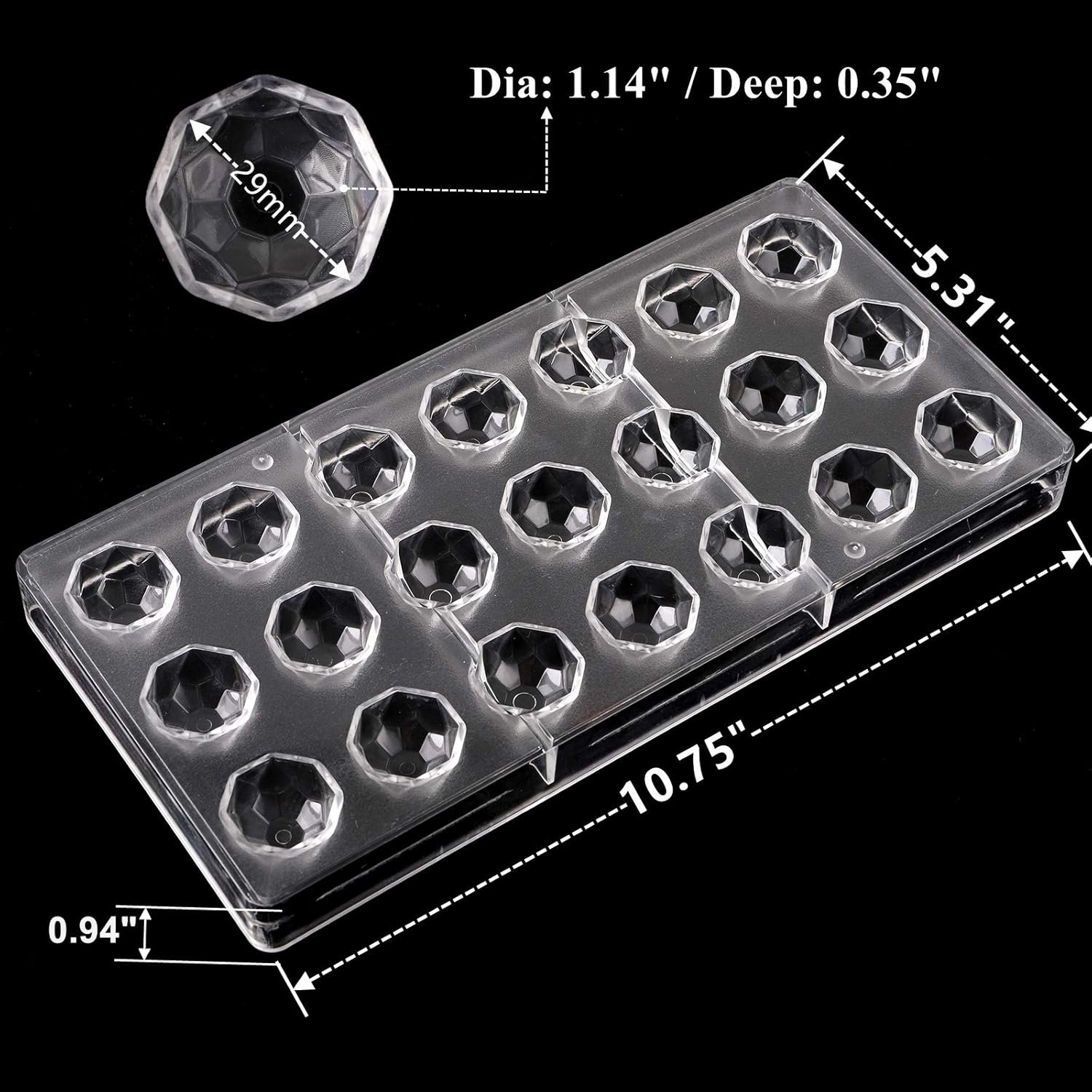 Yopay 84 Grids Polycarbonate Chocolate Mold Candy Making Molds, Diamond Shaped Tray for Mousse, Jelly, Pralines, Truffles, Sweets, Bonbons, Cookies, (4 Pack Transparent) - Image 2