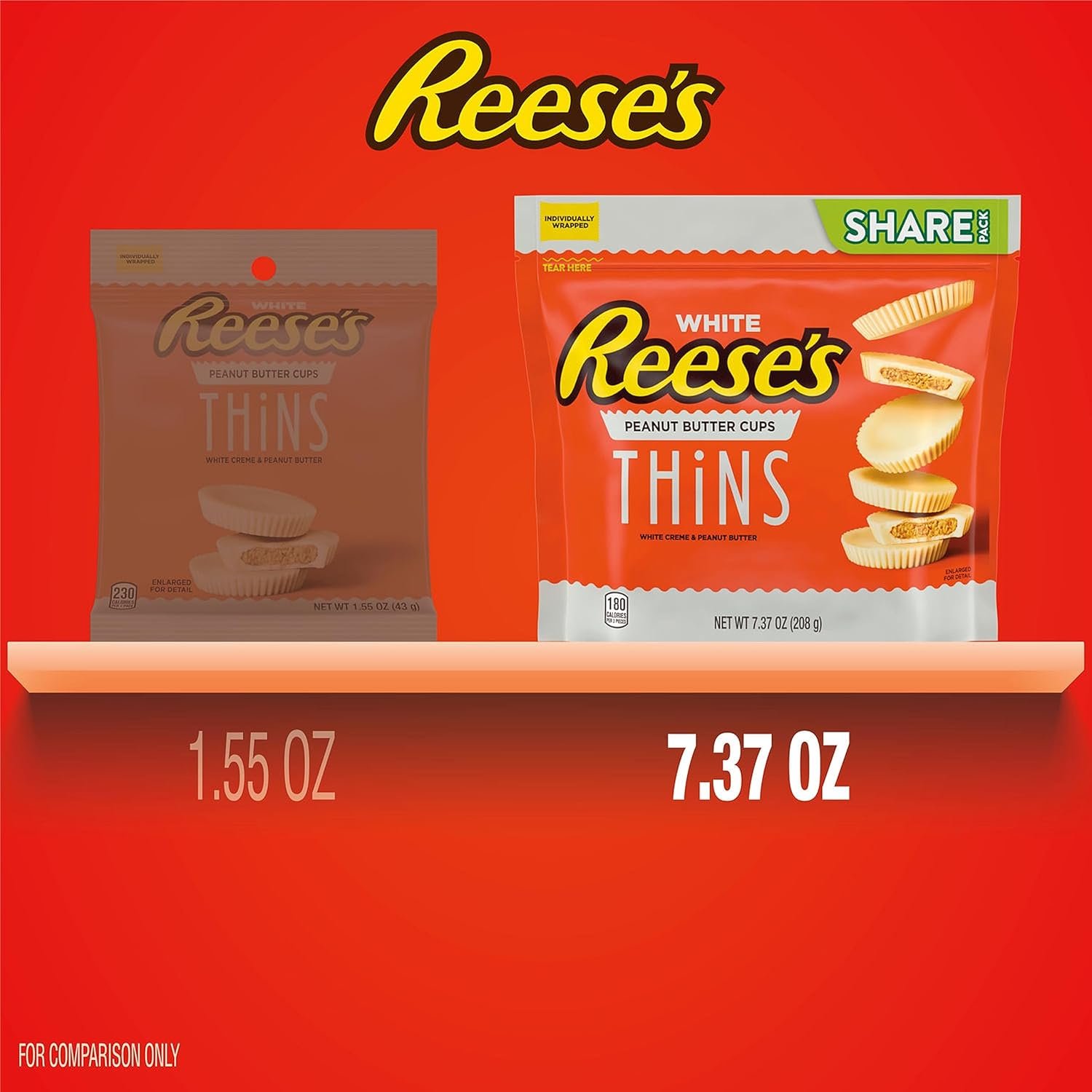 REESE'S THiNS White Creme Peanut Butter Cups, Candy Share Pack, 7.37 oz - Image 4