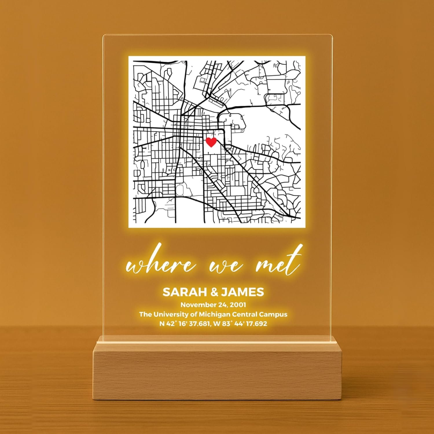 Personalized Map Plaque - Our Fist Date Where It All Began Custom Location Sign Couples Map Gift for Her Couples Gifts for Him Where We Met, Valentines Day - Image 5