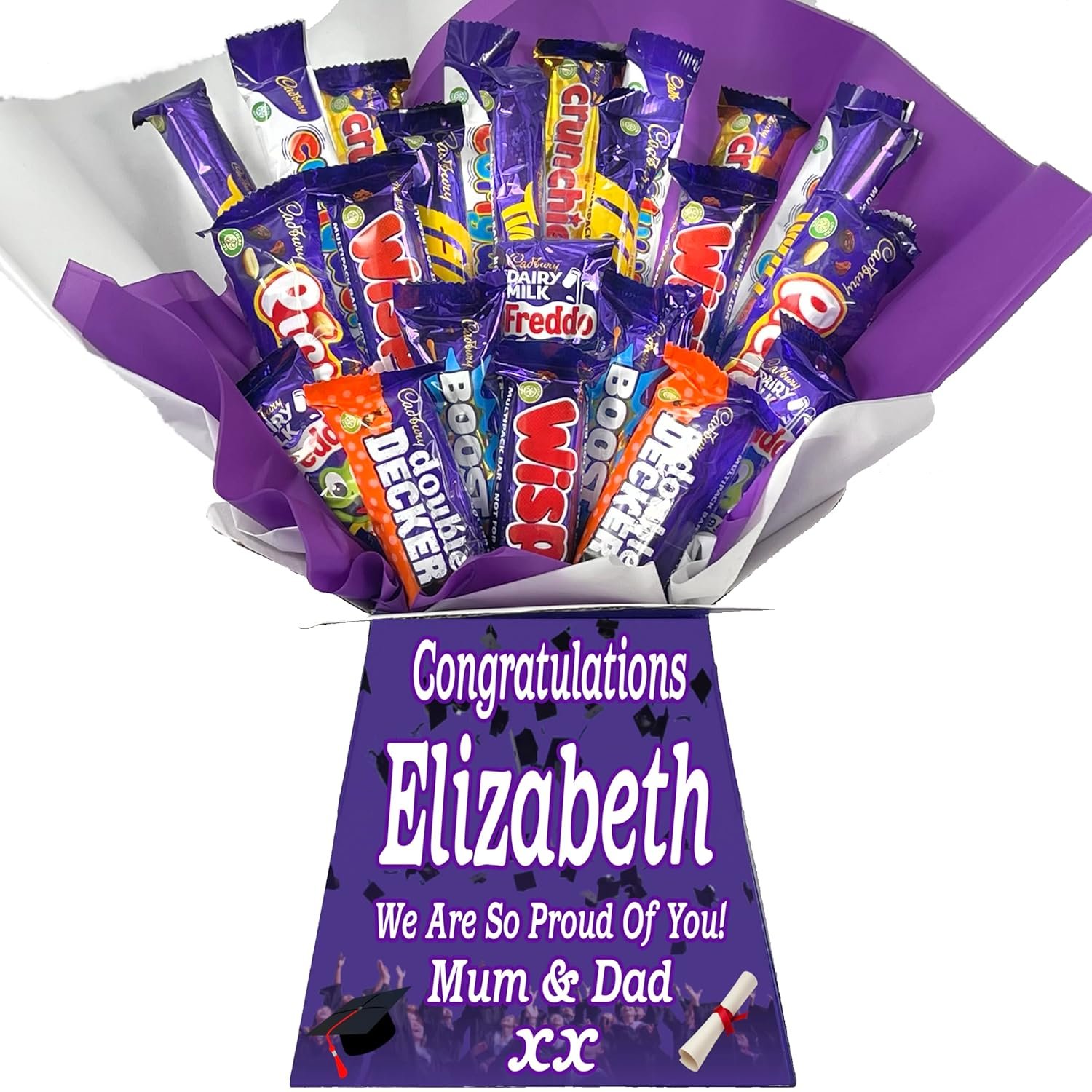 Personalized Chocolate Candy Hamper Gift Bouquet Made With FERRERO (red & gold) - Image 6