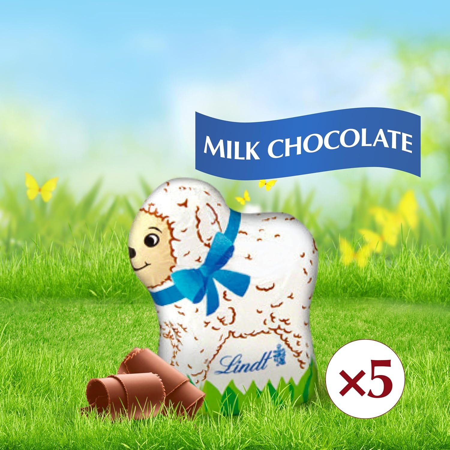 Lindt Mini Lambs Milk Chocolate, Hollow Milk Chocolate Easter Candy, 1.7 oz., 5-Pack - Image 3