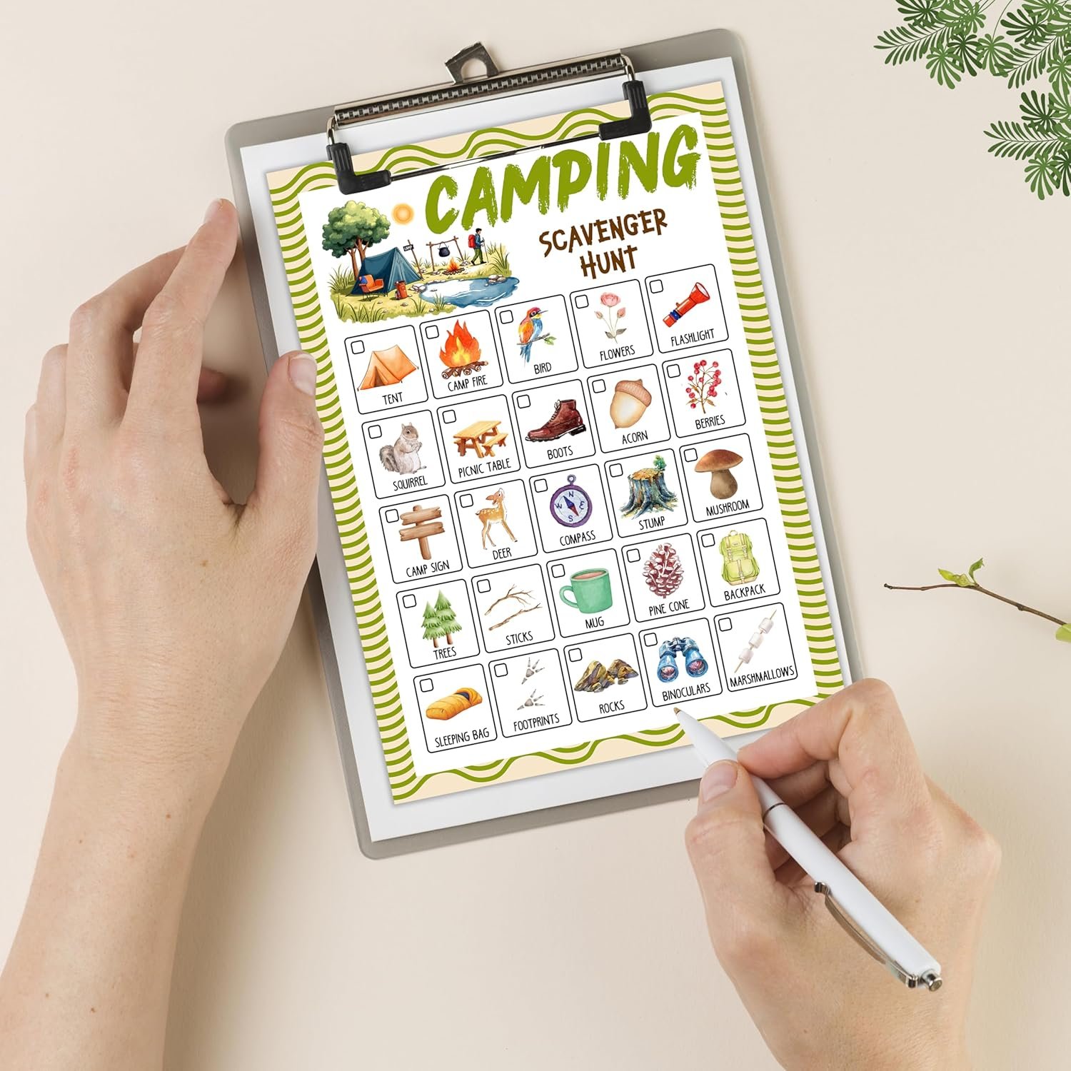 Camping Scavenger Hunt Cards, Seek and Find Camping Games, Outdoor Scavenger Hunt Game for Adults, Nature Treasure Hunt Game, Camping Party Decorations, Spring Summer Holiday Party Supplies -04 - Image 4