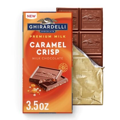GHIRARDELLI Milk Chocolate Caramel Crisp Premium Bar – Crunchy Caramel & Rich Milk Chocolate Candy Bar