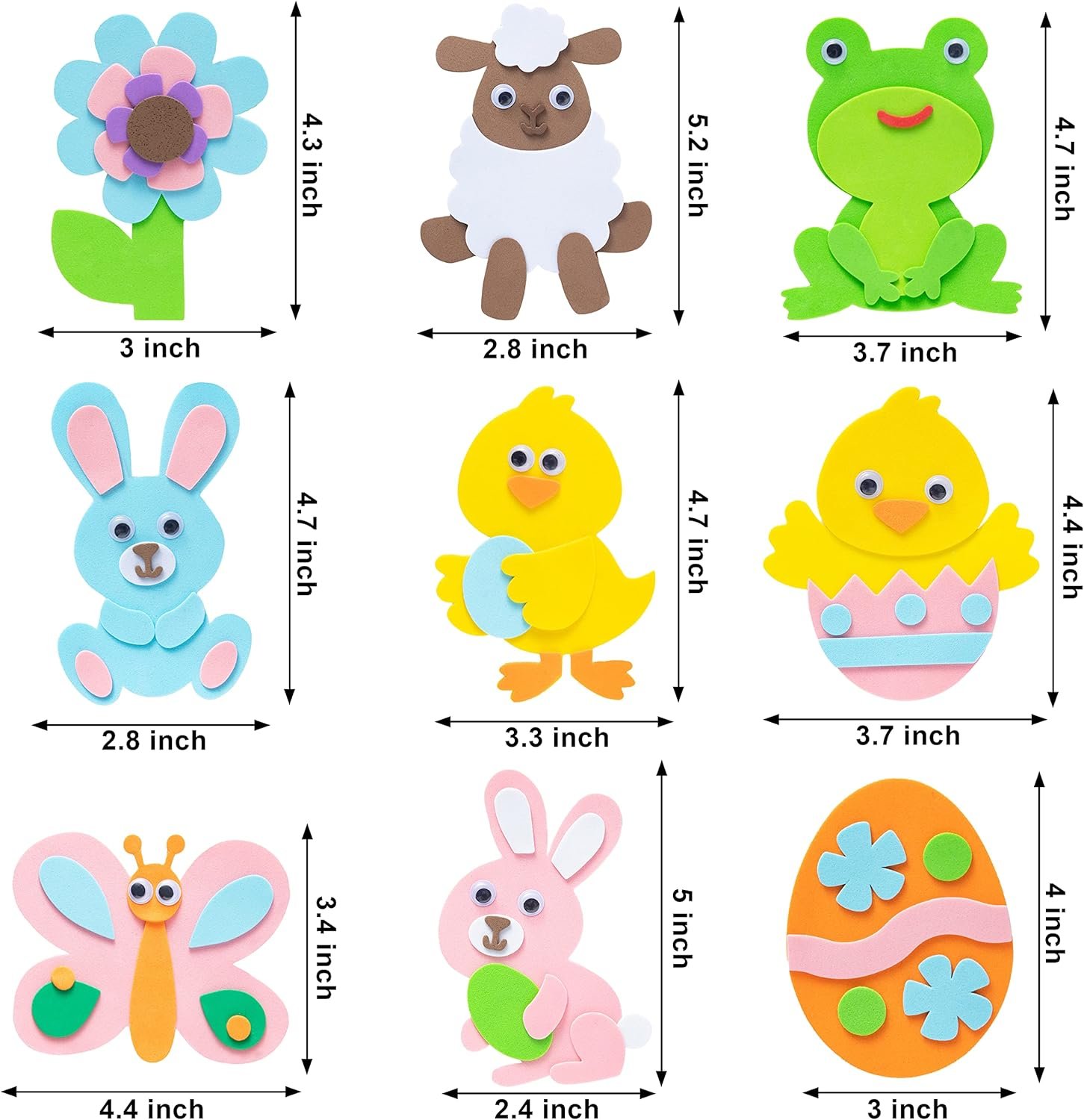 JOYIN 24 Pcs Foam Easter Egg Magnet Craft Kit, Easter Craft Kits DIY Animal and Egg Magnet Set for Kids Favor Classroom Homeschool Art Decor, Art and Craft Supplies Party Favors - Image 5